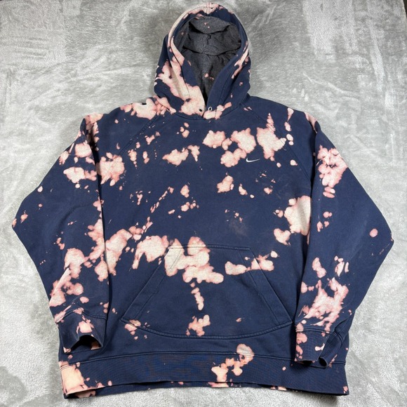 Nike Hoodie Mens XXL Blue Tie Dyed Pullover Embroidered Swoosh Custom Sportswear - Picture 1 of 11